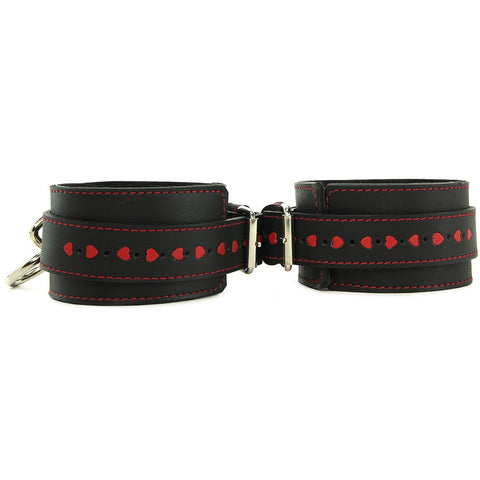 Heart Inlay Leather Ankle Restraints