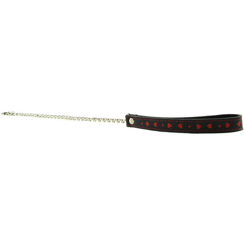 Heart Inlay Leather 24 Inch Chain Leash