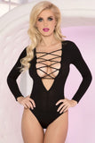 Lace To The Top! Black Bodysuit in S/M
