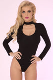 Choker Plunge! Black Bodysuit in M/L