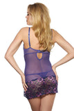 Purple and Pink Floral Lace Chemise with Panty in S