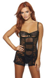Lacey Meets Racy Black Peek-a-Boo Chemise in L