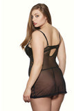 Lacey Meets Racy Black Peek-a-Boo Chemise in 1X