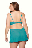 Electric Teal Cutout Mesh Babydoll in 2X