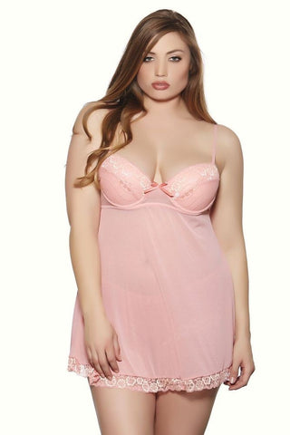 Summer Peach Babydoll and Boyshort in 2X