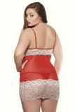 Peppermint Lace and Mesh Chemise in 3X