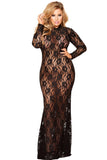 Long Sleeved Black Lace Gown in 1X/2X