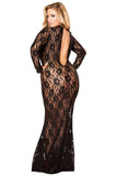 Long Sleeved Black Lace Gown in 1X/2X