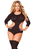 Black Lace Cutout Teddy in 1X/2X