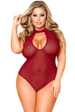 Merlot Mesh Bodysuit in 3X/4X