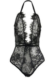 Black Eyelash Lace & Fishnet Teddy in L/XL