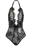 Black Eyelash Lace & Fishnet Teddy in S/M