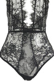 Black Eyelash Lace & Fishnet Teddy in 3X/4X