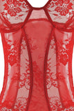 Cardinal Red Lace & Mesh Bustier in L/XL