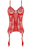 Cardinal Red Lace & Mesh Bustier in L/XL