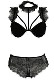 Choker Lace Bra & High Waisted Panty Set in L/XL