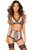 Two-Toned Bralette and High Waisted Short Set in M/L