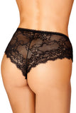 High Waisted Black Eyelash Lace Panty in S/M