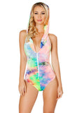 Tie Dye Velvet Hooded Romper in M/L