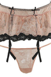 3 Pc. Pink Hookin' Up Bra, Skirt & G-String Set in S/M