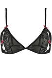 Lace Peek-a-Boo Bra & Thong Set Black in S/M