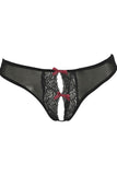 Lace Peek-a-Boo Bra & Thong Set Black in S/M