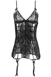 Caged Lace Garter Chemise and G-String in S/M