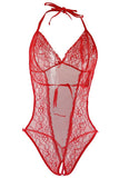 Red Floral Lace Mesh Teddy in M/L