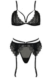 Crave Me Bra, Garter and G-String Set in M/L