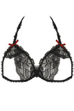 Lace Peek-a-Boo Bra & Panty Set Black in S/M