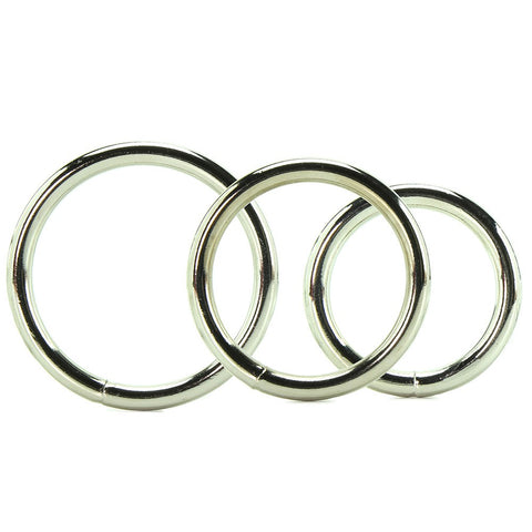 Metal Cock Ring 3 Pack in Chrome