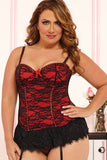 Romantic Red Victorian Lace Bustier Set in 1X/2X