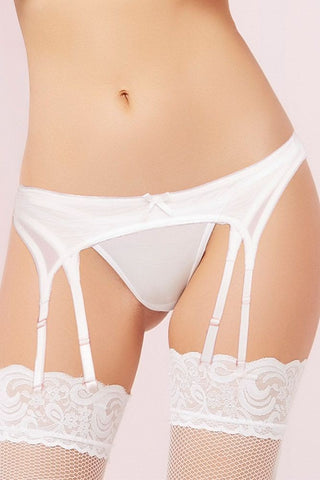 Double Layered White Mesh Garter Belt in M/L