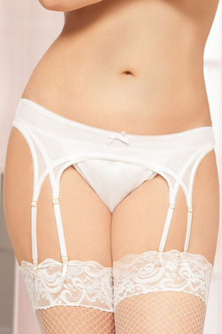 Double Layered White Mesh Garter Belt in 3X/4X
