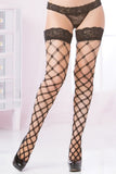 Multi Fence Net Lace Top Thigh Highs in OS