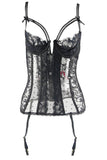 Black Lace & Dot Mesh Bustier in 1X/2X