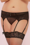 Black Lace and Mesh Garter Belt in 3X/4X