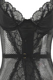 Black Crocheted Mesh & Lace Bustier in S