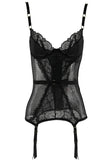 Black Crocheted Mesh & Lace Bustier in S