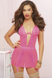 Hot Pink Galloon Lace Chemise & Thong in S