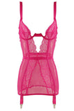 Hot Pink Galloon Lace Chemise & Thong in S