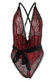 Romantic Red Galloon Lace Teddy in OS
