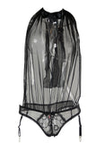 Plunging Black Mesh Tuxedo Teddy in OS