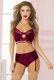 Merlot Velvet Long Line Bra and Panty in S