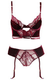 Merlot Velvet Long Line Bra and Panty in S
