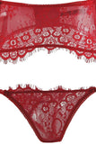 Ravishing Red Eyelash Lace Bra, Garter & Panty in S