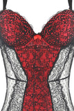 Black & Red Dot Mesh Chemise in 1X/2X