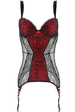 Black & Red Dot Mesh Chemise in 1X/2X