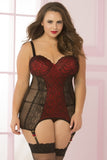 Black & Red Dot Mesh Chemise in 3X/4X