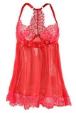 Cardinal Mesh Babydoll & Thong in L